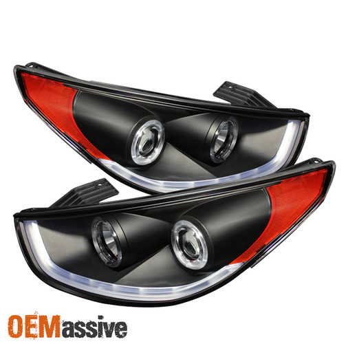 Black Fits 10-13 Tucson Halo DRL Projector Headlights W/Daytime LED Tube