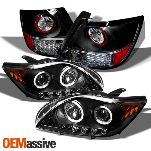 Fit 2005-2007 Scion TC Black Bezel Halo Projector LED Headlight+Tail Brake Light