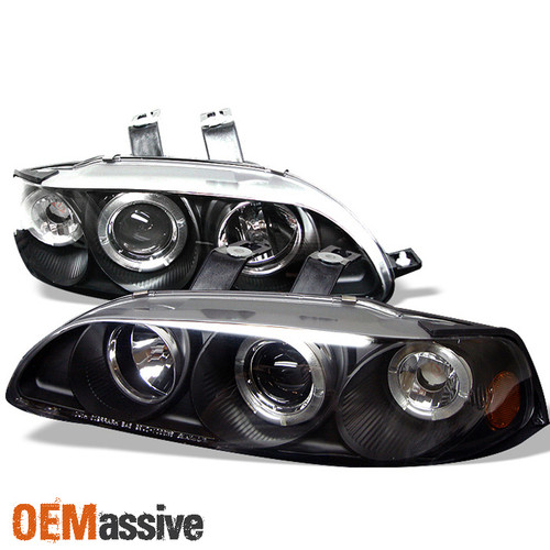 Fits 92-95 Honda Civic 4Dr 1Pc Black Halo Projector Headlights W/Corner Signal