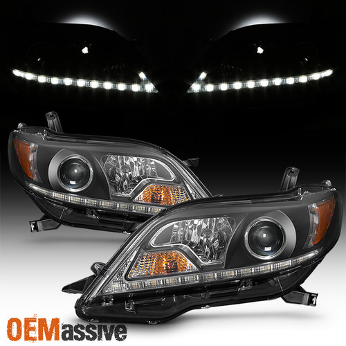 [Upgrade] Fits 15-20 Toyota Sienna SE Limited Black LED DRL Projector Headlights
