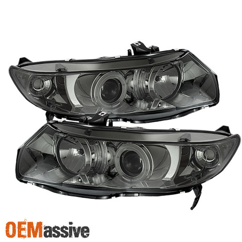 Fits 06-11 Honda Civic 2Dr Coupe Smoked CCFL Halo Projector Headlights Lamp L+R