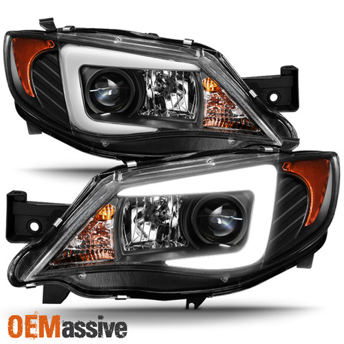 Fits [Halogen Type] 08-14 Subaru Impreza WRX LED Light Tube Projector Headlights