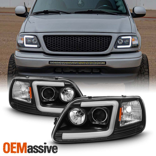 Fits Black 97-03 Ford F150 / 97-02 Expedition LED Bar Projector Headlights