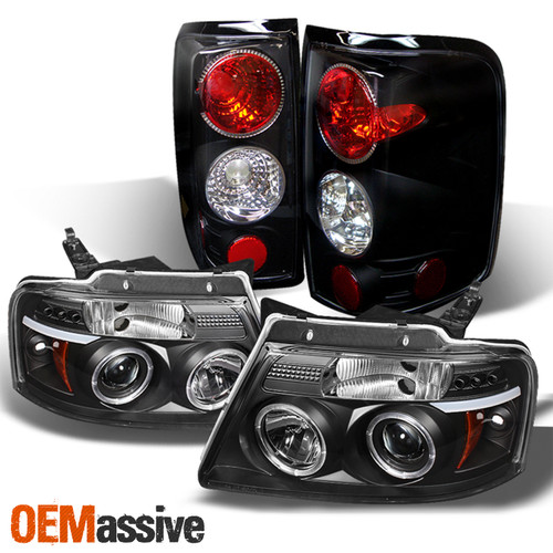 Fits 2004-2008 Ford F-150 Black Halo Projector LED Headlight+LED Tail lamp 05 06