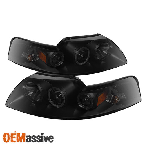 Fits 99-04 Ford Mustang Black Smoked Halo Projector Headlights Replacement