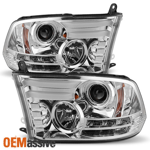 Fit 13-18 Dodge Ram 1500/2500/3500 DRL Tube LED Signal Projector Headlights Lamp