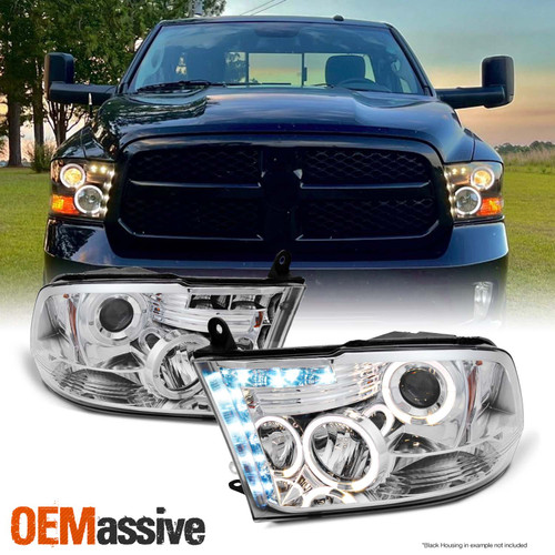 Fits 09-18 Ram 1500 10-18 Ram 2500/3500 Halo Projector LED Headlights Lamps Pair