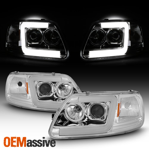 Fits 97-03 Ford F150 / 97-02 Expedition LED Light Bar Projector Headlights