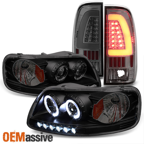 For 97-03 F150 | 97-99 F250 Black Smoked Headlights & Smoked Tail Lights