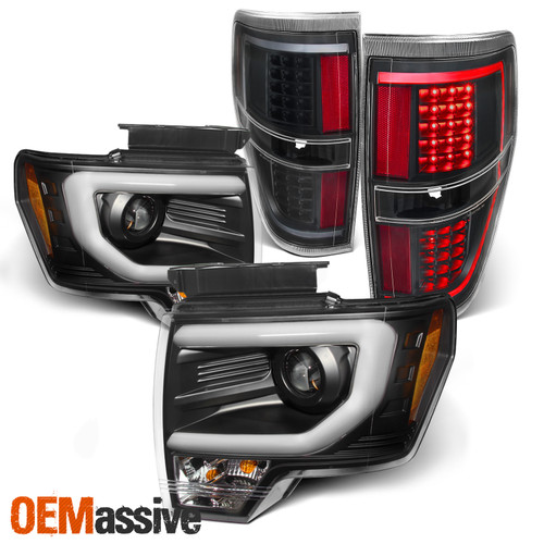 [Blackout Set] For 09-14 F150 LED Strip Projector Headlight + FULL LED Tail Lamp