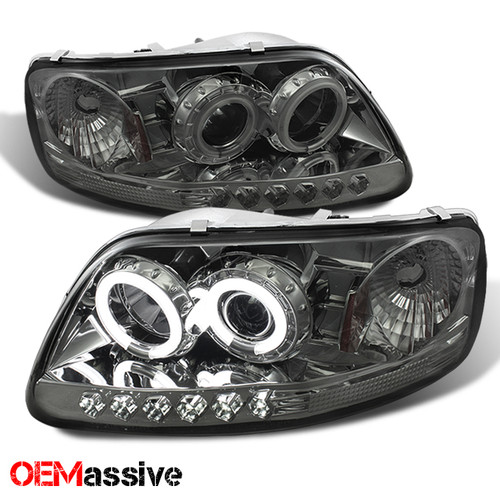 Fits 97-03 Ford F150 Expedition Smoke CCFL Halo LED 1 Piece Projector Headlights