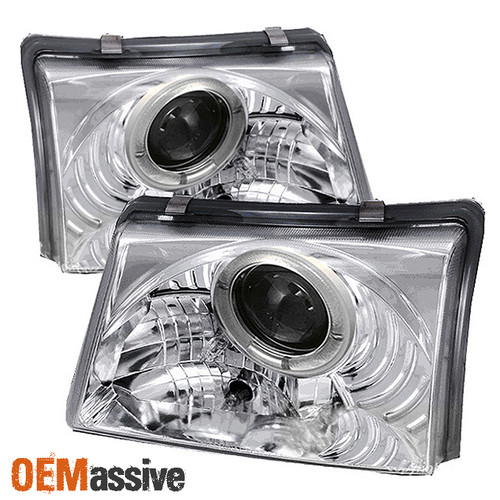Fits 98-00 Ranger Pickup Truckchrome Clear Halo Projector Headlights Lamps Pair