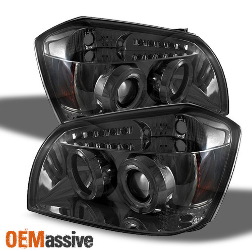 Fits Smoke 05-07 Dodge Magnum Dual Halo Projector LED Headlights Lamp Left+Right