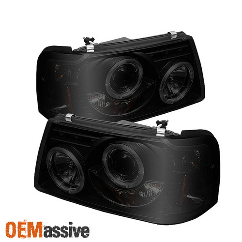 Fits 2001-2012 Ranger Black Smoked Halo Projector LED Headlights + Corner Signal