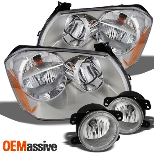 Fits 05-07 Magnum Chrome Clear Healdights Replacement + Clear Fog Lights w/Bulbs