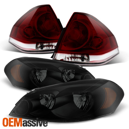 For 06-13 Impala 14-16 Impala Limited Black Smoked Headlight+Red Smoke Tail Lamp