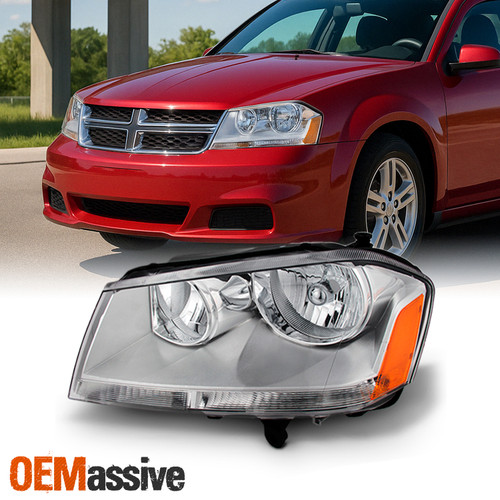Fit 2008-2014 Dodge Avenger Driver Left Side Chrome Clear Headlight