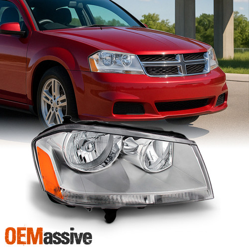 Fit 2008-2014 Dodge Avenger Chrome Clear Passenger Right Side Headlight