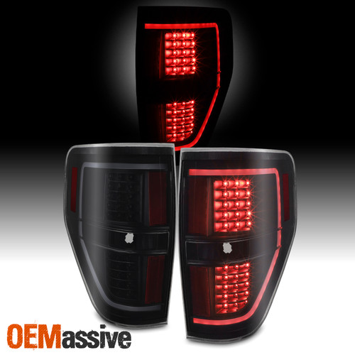 [Black Smoke] Fits 2009 2010 2011 2012 2013 2014 Ford F150 LED Bar Tail Lights