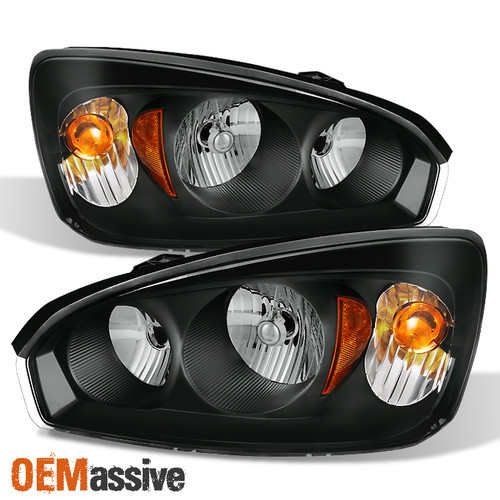 Fit 2004 2005 2006 2007 2008 Chevy Malibu Black Replacement Headlights Headlamps