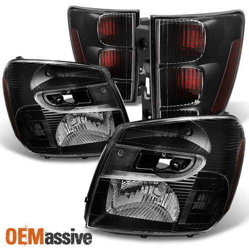 Fit 05-09 Chevy Equinox SUV Black Headlights + Dark Red Tail Lights Replacement