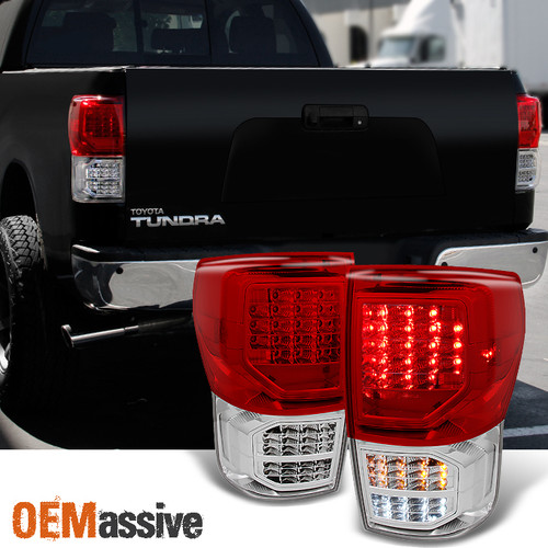 Fits 07-13 Tundra Red Clear *Full LED* Reverse Turn Signal Tail Light Brake Lamp