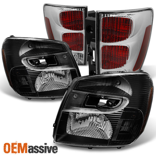 Fit 05-09 Chevy Equinox SUV Black Headlights + Red Tail Lights Replacement