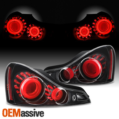 [GTR Style]Fit 2008-2015 G37 / Q60 Coupe 3D LED Tube Tail Light - Black Assembly