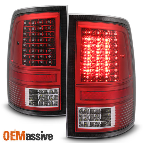 Fits 09-18 Dodge RAM *C-Shaped* Design Red Clear LED TailLights Taillamps LH+RH