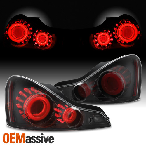 [GTR Style]Fit 2008-2015 G37 / Q60 Coupe 3D LED Tube Tail Lamp Blk Smoke Housing