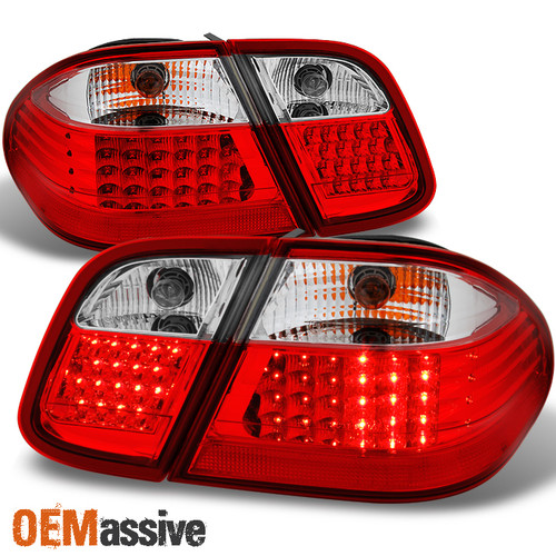 Fit 98-02 Benz W208 CLK Class Red Clear LED Tail Lights Brake Lamps Left + RIght