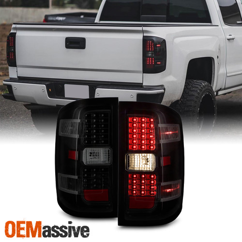 Fits 2014-2018 Silverado 1500/ 15-18 2500 3500 HD Black Smoked LED Tail Lights