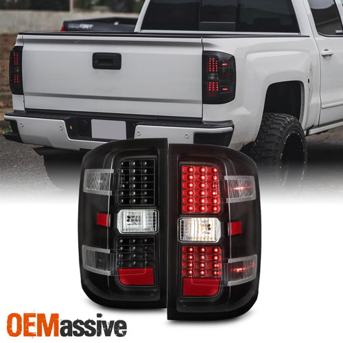 Fits 2014-2018 Silverado 1500 15-18 2500 3500 Black LED Tail Lights lamp LH+RH