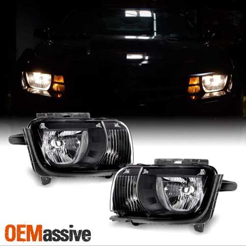 Fit 2010-2013 Chevy Camaro Black Headlights Lights Lamp Left + Right 10 11 12 13