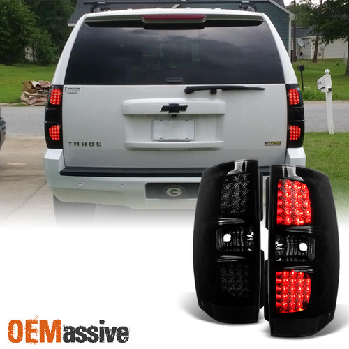 Fit 07-14 Yukon Tahoe Suburban SUV Black Smoked LED Tail Lights Replacement
