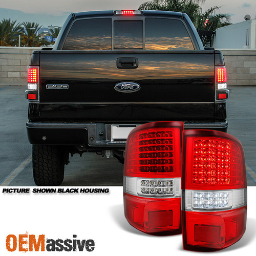 Fit 2004-2008 Ford F150 F-150 Full LED Red Clear Tail Lights Tail Lamps