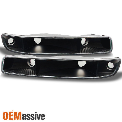 Fits 99-06 GMC Sierra Yukon XL Front Bumper Signal Lights Parking Lamps Black
