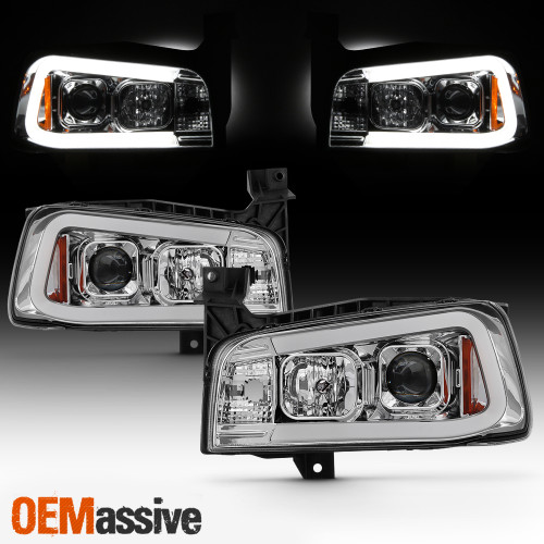 [Halogen] Fits 2006-2010 Dodge Charger Sedan Chrome DRL LED Projector Headlights