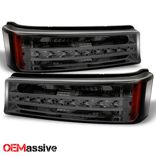 Fits 03-06 Chevy Silverado Avalanche LED Bumper Lights Turn Signal Lamps Smoke