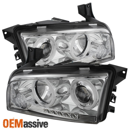 Fits 05-10 Dodge Charger Dual CCFL Halo Projector LED Headlights Lamp Left+Right