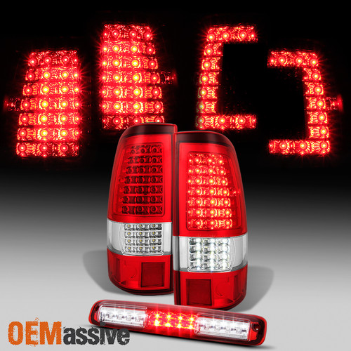 Fit C-Shape Full LED 2003-2006 Silverado Taillights + LED 3rd Brake Light