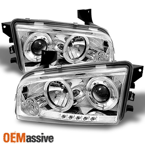 Fits 05-10 Charger Dual Halo Projector LED Headlights+Full LED Fog Lamp W/Switch