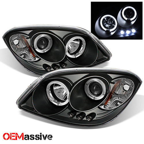 Fits 07-10 G5 05-10 Cobalt 05-06 Pursuit Black Bezel Halo Projector Headlights