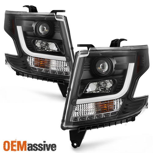 Fits 2015-2020 Chevy Suburban Tahoe LED Light Tube Projector Headlights Lights