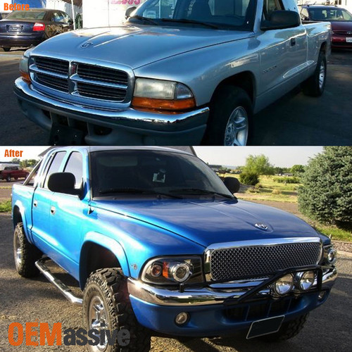 Fits 97 04 Dodge Dakota Durango Black Dual Halo Projector Led Headlights Lamp Oemassive