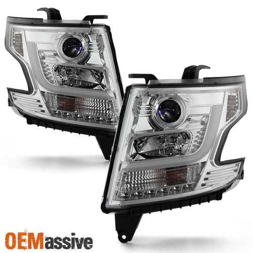 Fits 2015-2020 Chevy Suburban Tahoe Halogen LED Light Tube Projector Headlights