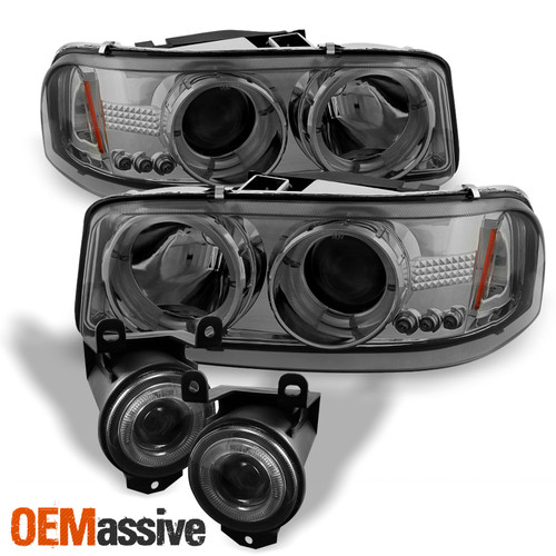 [Smoke Len Projector] Fits 01-06 Yukon Denali Sierra LED Headlights + Fog Lights