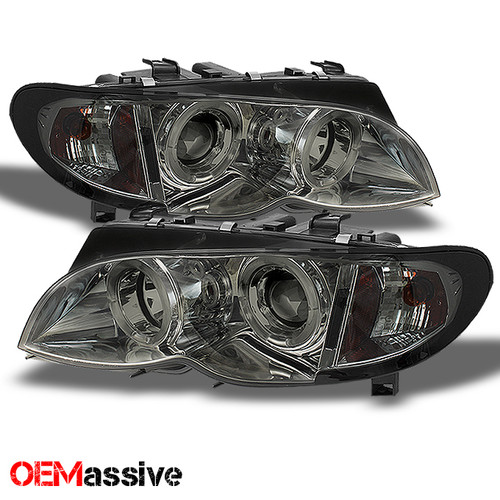 Fits Smoked 2002-2005 BMW E46 3-Series Dual Halo Projector LED Headlights