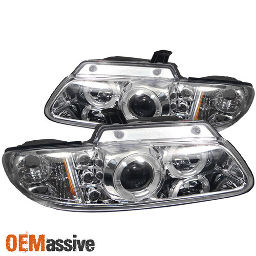 Fits 96-00 Caravan Voyager Dual Halo Projector LED Headlights Lamps Left+Right