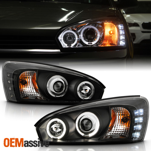 Fits Black 04-08 Chevy Malibu Halo Projector LED Headlights Lamps Left+Right